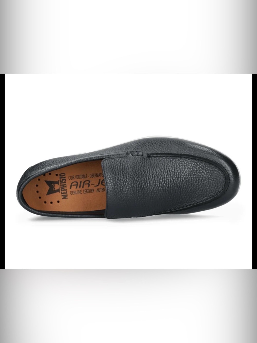 Mephisto Air-Relax Men’s Black Leather Slip-On Loafers — Pebbled Finish